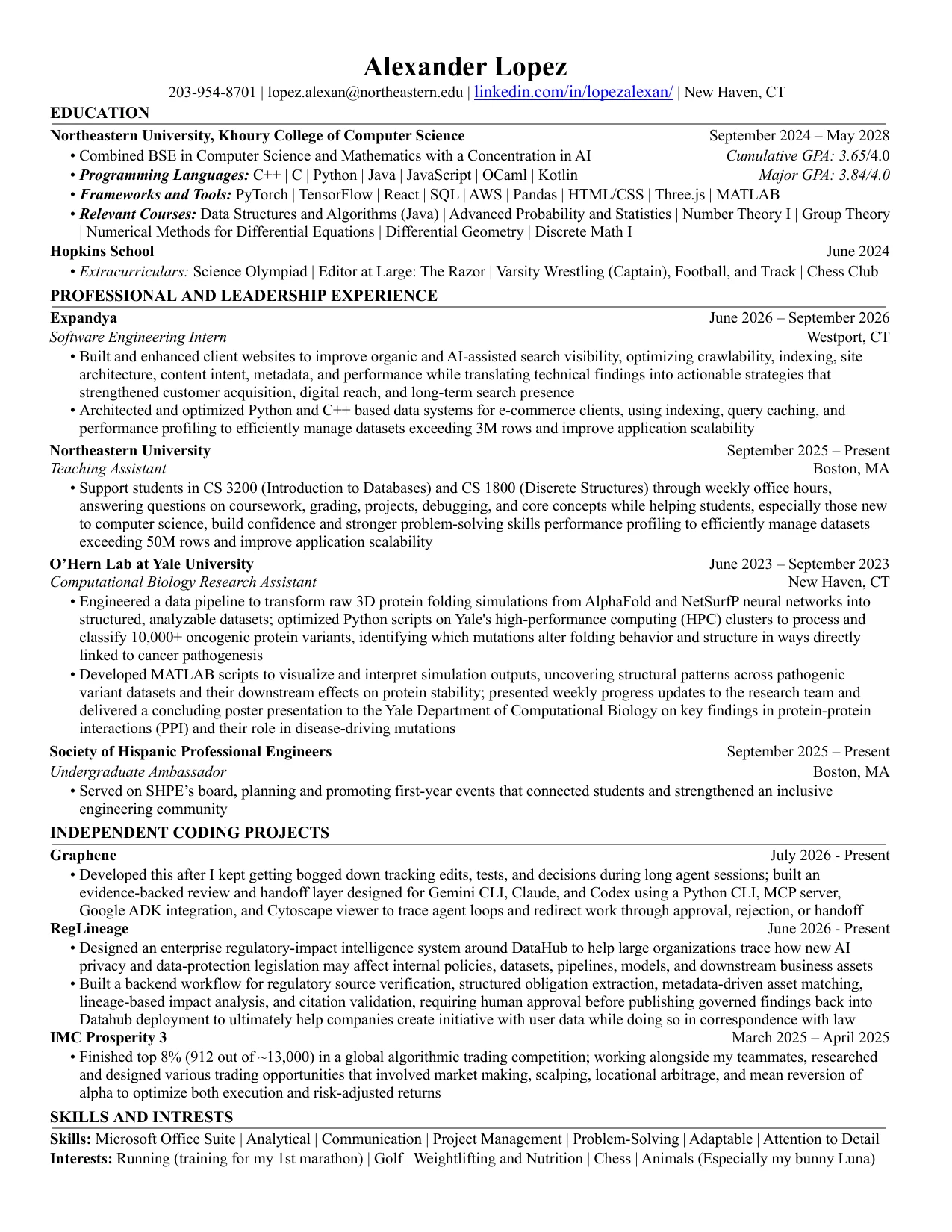 Preview of Alex Lopez's resume